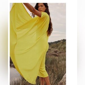 Bright Yellow Knit Cape Dress